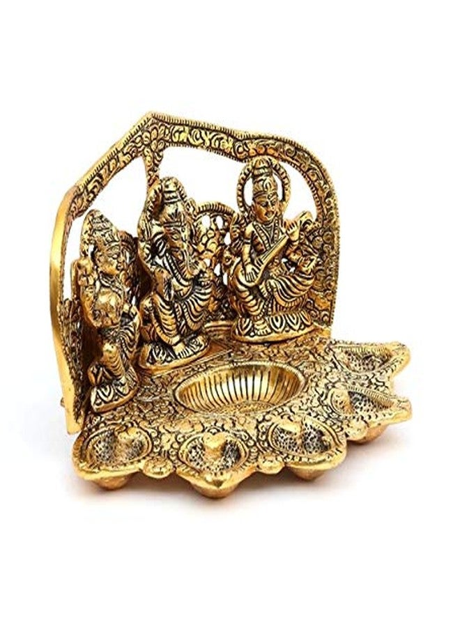 Chhariya Crafts Laxmi Ganesh Saraswati Idol with 5 Face Diya for Home and Office Table Diya Diwali Gift Item Home Decor Decorative Showpieces - Image 5